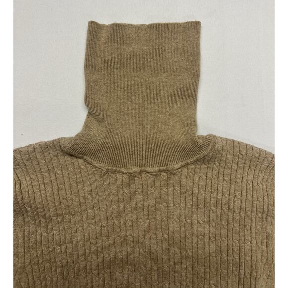 Stradivarius Womens Turtleneck Sweater Size Medium Cable Knit Fitted Alpine - Picture 5 of 9